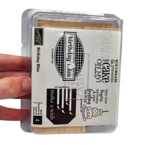 Stampin Up Wood Mount Rubber Stamp Set Crafting Birthday Bliss